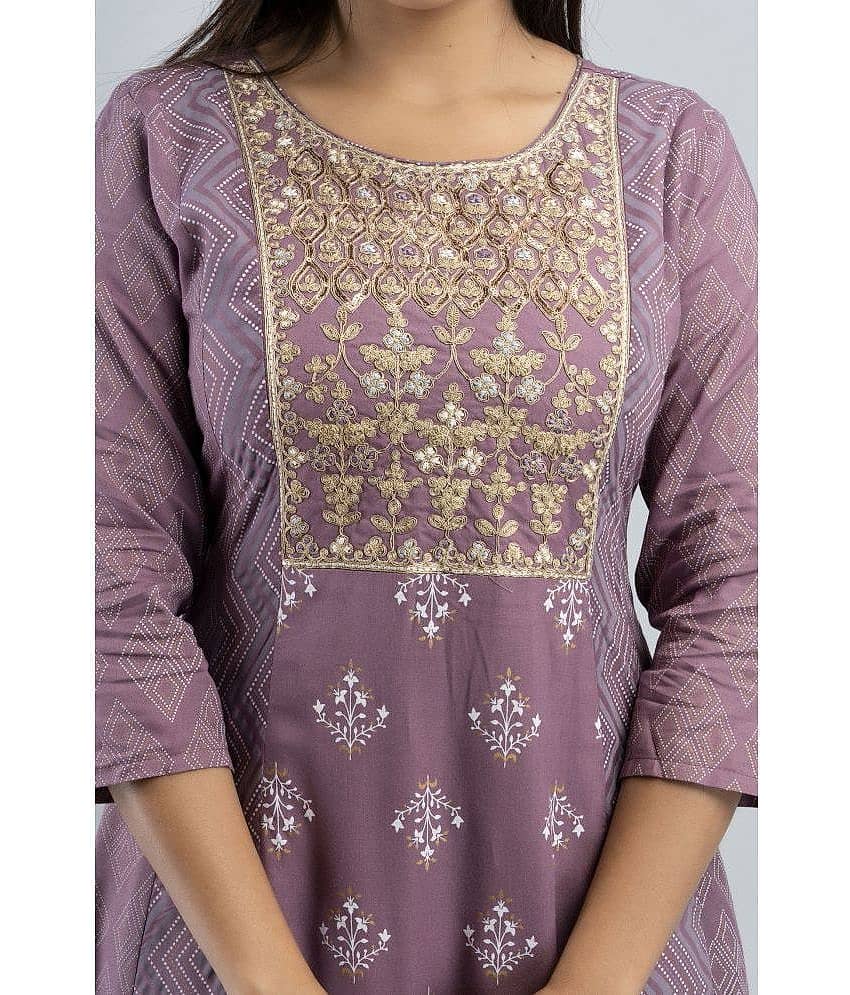 MAUKA - Turquoise Rayon Women's Anarkali Kurti ( Pack of 1 ) view 2
