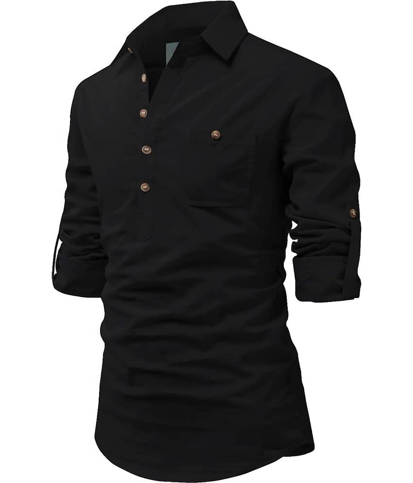 TrendiVastra Pink Cotton Blend Men's Shirt Style Kurta ( Pack of 1 ) view 2