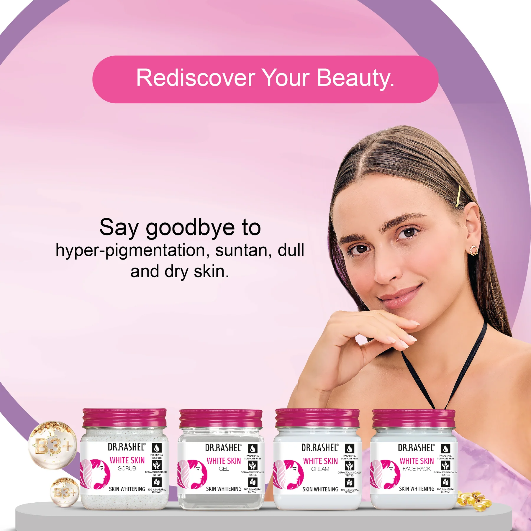 White Skin Pack of 4 (scrub, Gel, Cream & Facepack) view 2