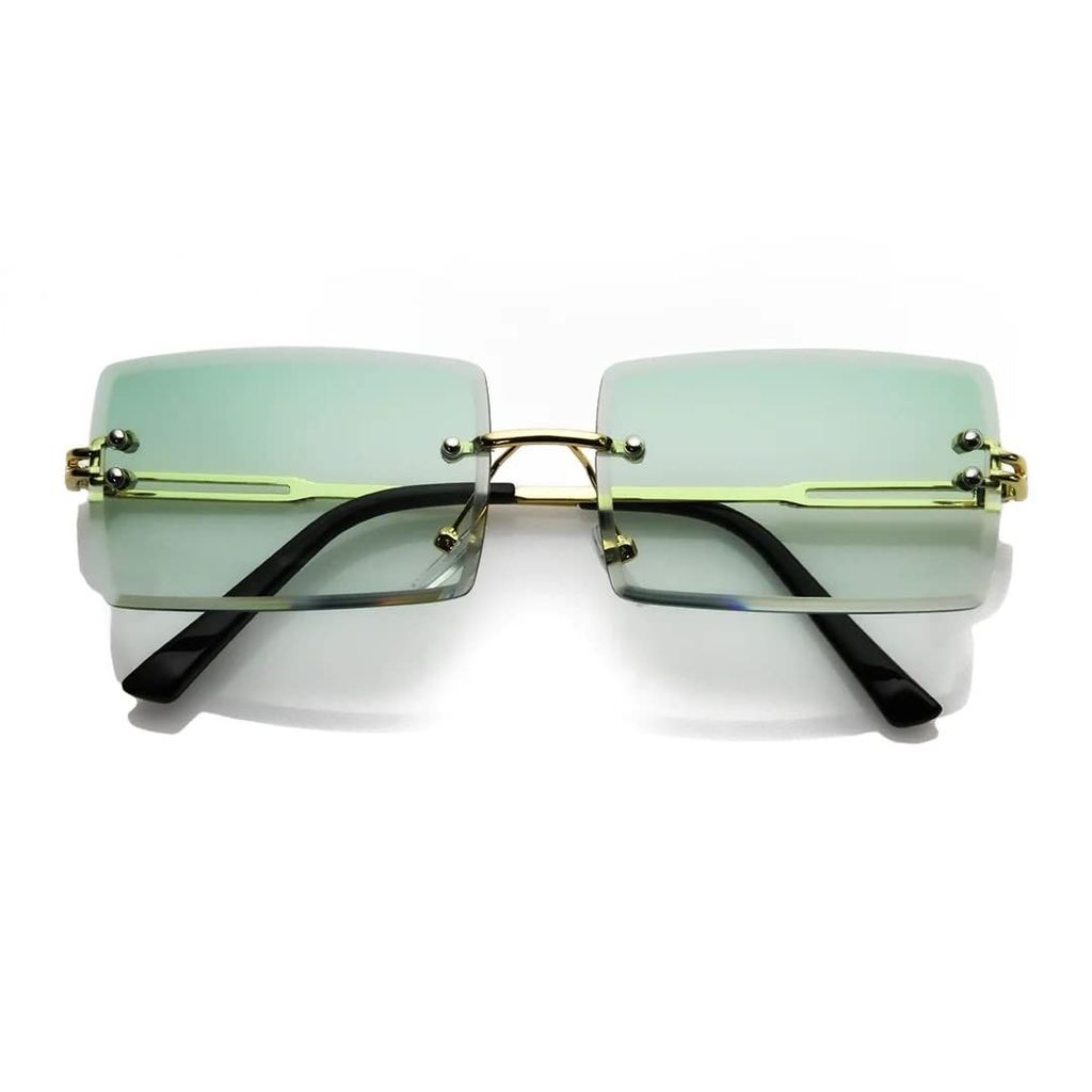 Eyenaks Retro Rimless Unisex Sunglasses (Green) view 2