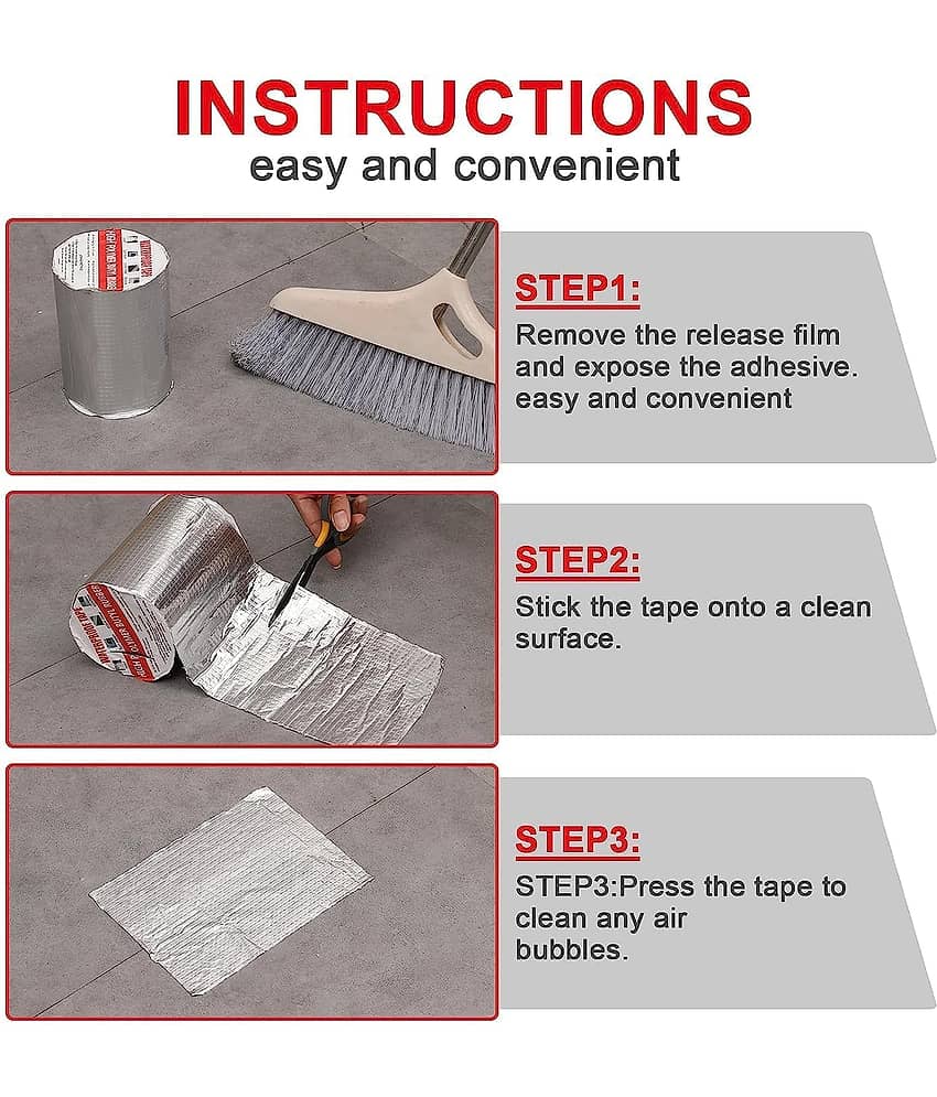 4 Inch Waterproof Leakage Repair Adhesive Aluminium Foil Butyl Tape for Pipe Roof Water Leakage Surface (Pack of 1) view 2