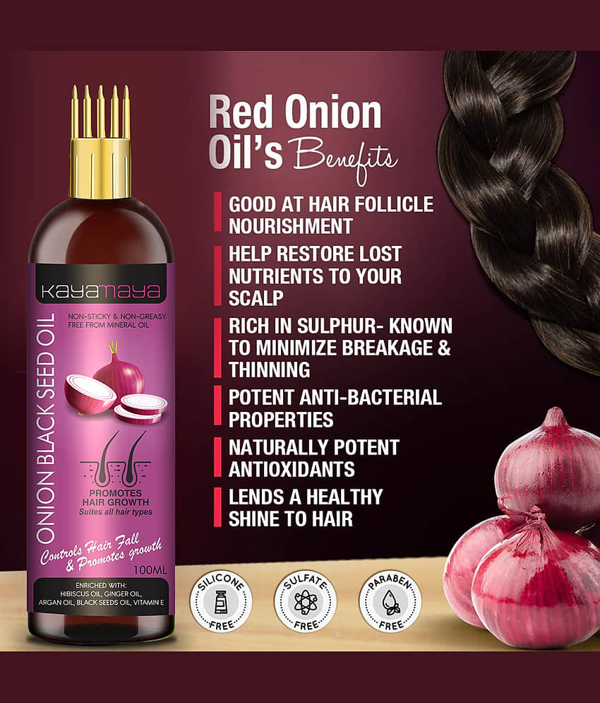 Onion Black Seed Hair Oil - WITH COMB APPLICATOR - Controls Hair Fall view 2