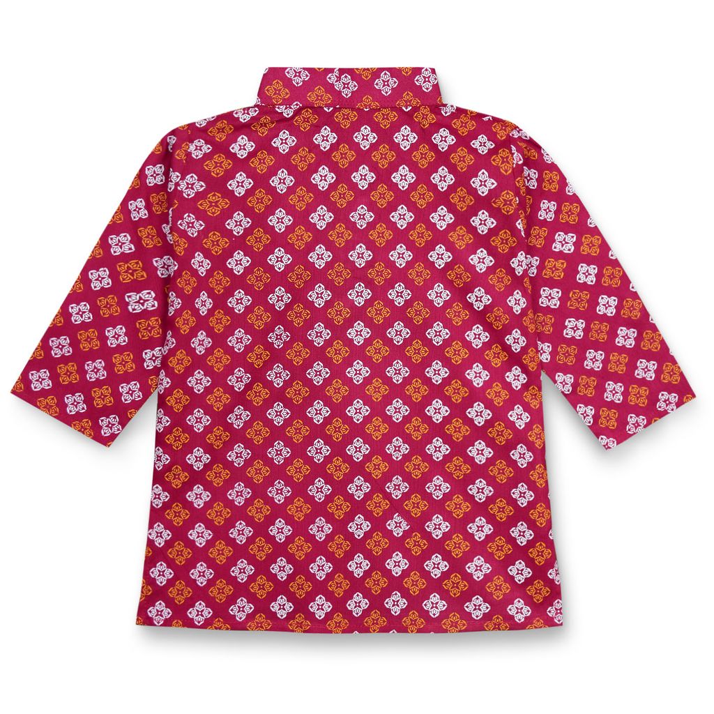 mustmom Rice Ceremony Full Sleeve Cotton Ethnic Dress Kids Lungi Dhoti Kurta Set for Boy view 2