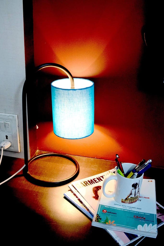 LIGHT ANGLE Fabric Shade Metal Base Table Lamp for Bedroom view 2