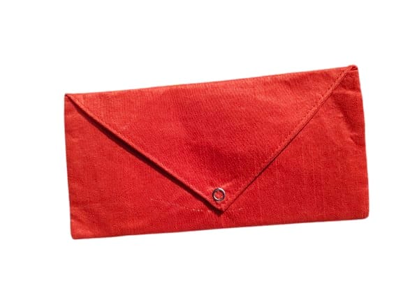 Red Hand Embroidered Floral Cotton Envelope view 2