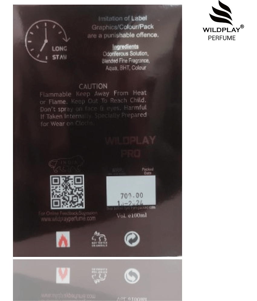 Wildplay Wildplay Black 100ml Spray Perfume Deodorant Spray & Perfume for Unisex 100 ml ( Pack of 1 ) view 2