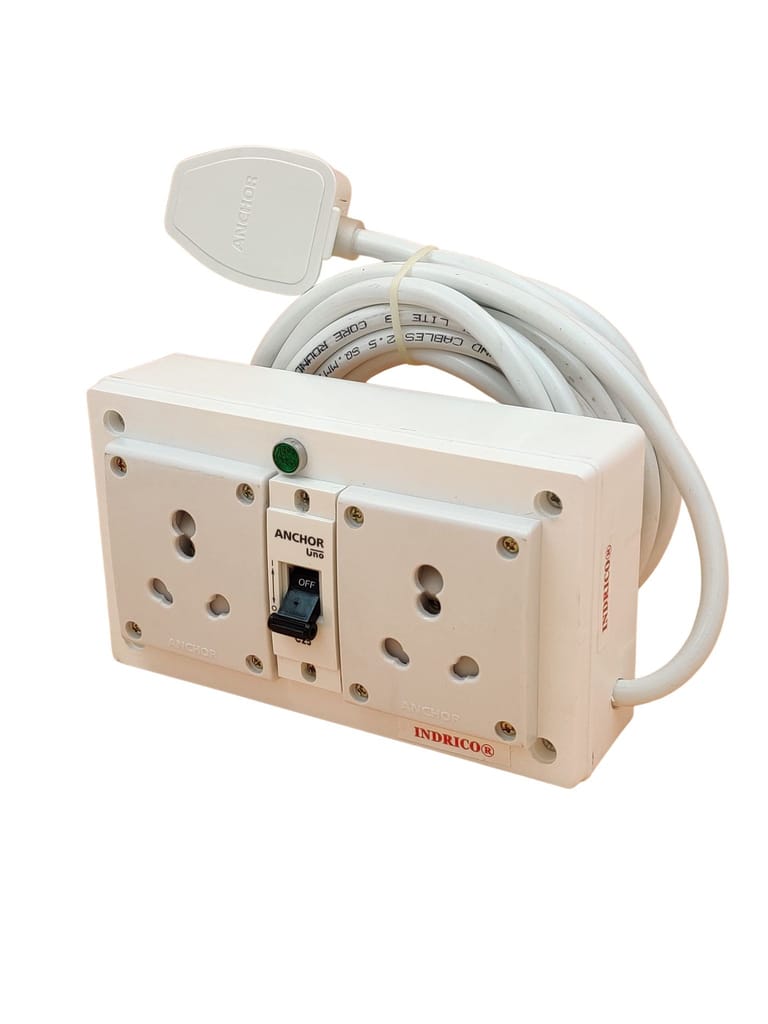 INDRICO 16A Electric Multi Outlet Extension Board Box 4MM Cable with MCB for Heavy Duty PVC White Pack of 1 view 2
