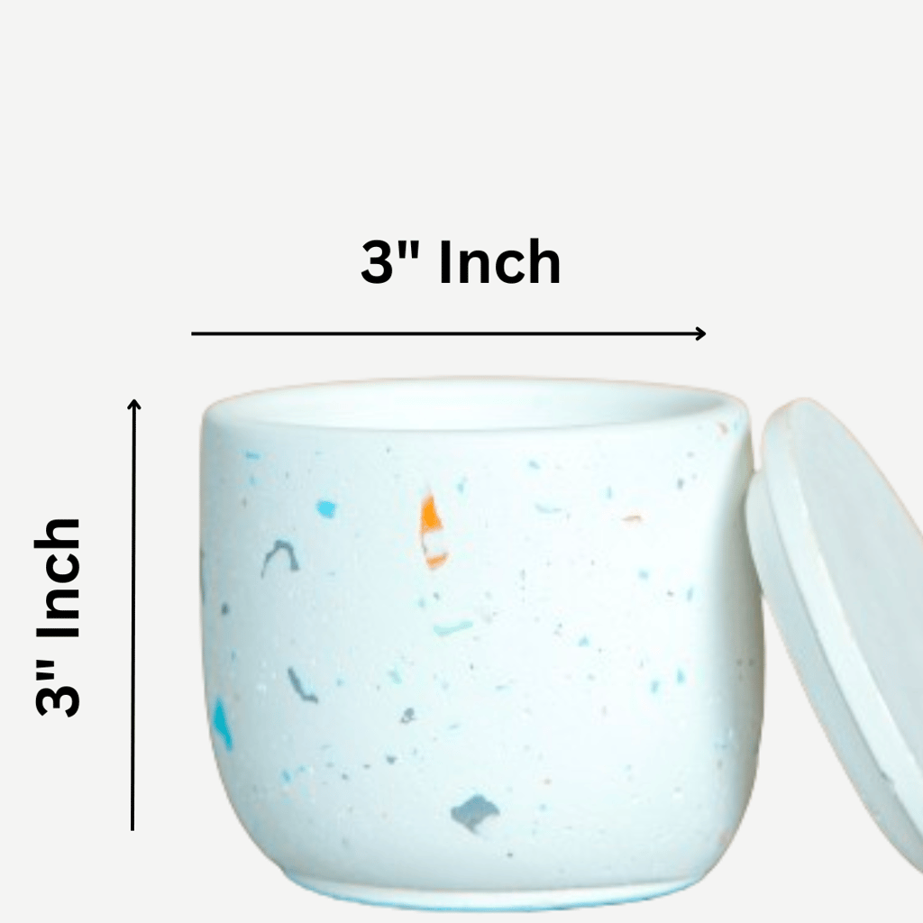 CHANN STUDIO Gcrete Small Jar 3" White Terrazzo view 2