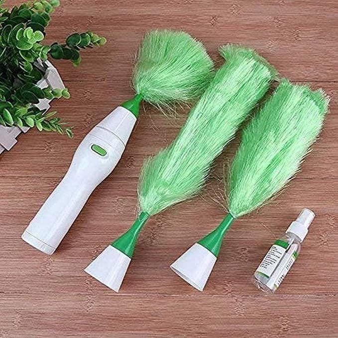 Store 4 Hope, Hand-Held Sward Go Dust Electric Feather Spin Duster Electronic Motorized Cleaning Brush Set (Green). view 2