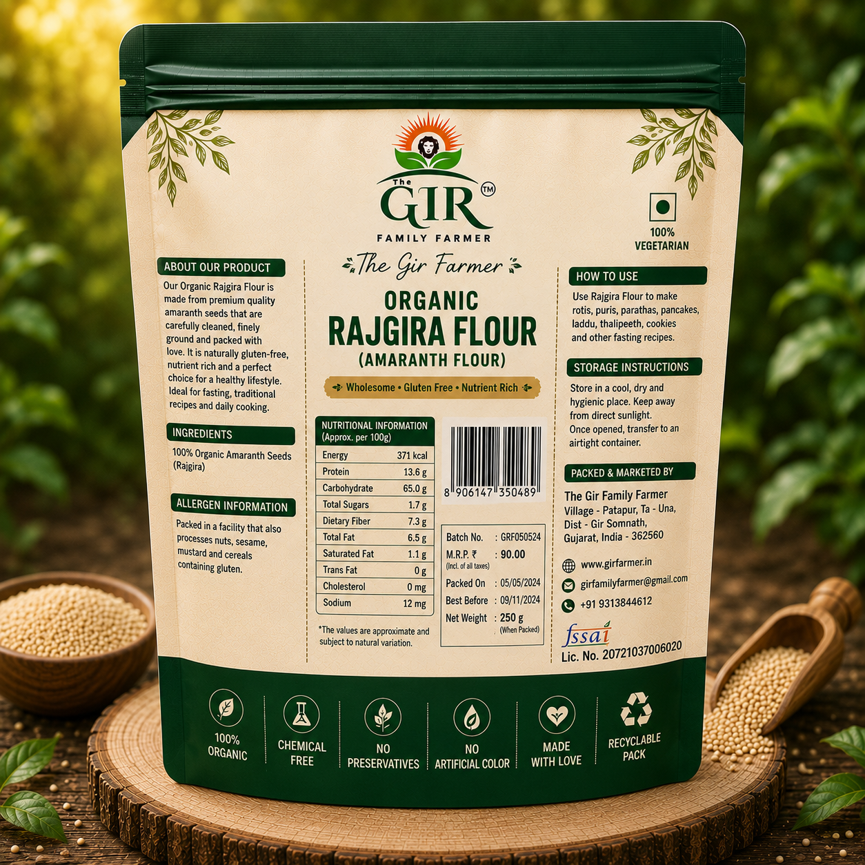 Organic Rajgira Flour Gluten-Free Amaranth Atta | The Gir Farmer view 2