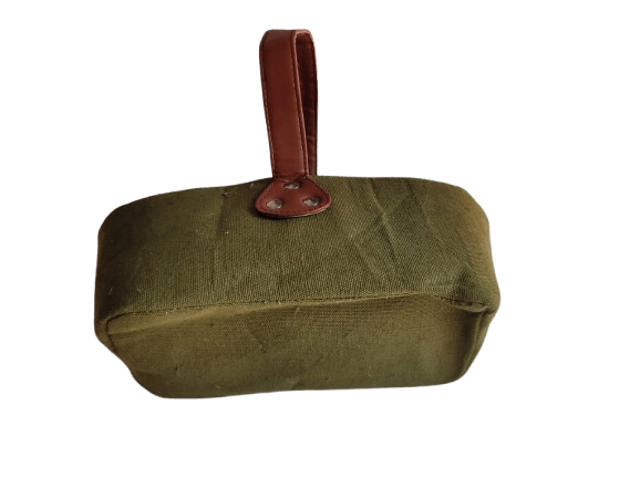 Small Canvas Basket with Brown Leather Handle view 2