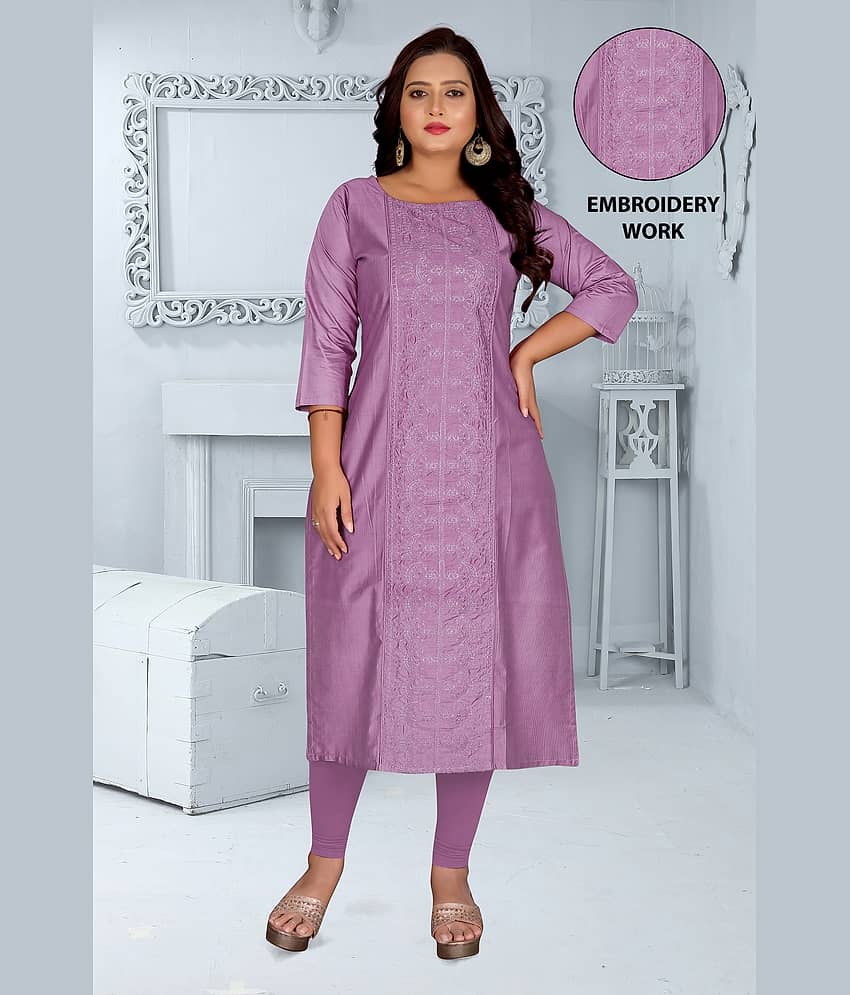 Hetsa Women Chanderi Embroidered A-line Kurti ( Multicolor ) view 2