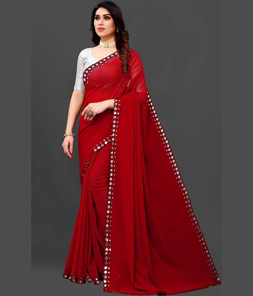 RIDDHI SHIVAY FAB Georgette Embroidered Saree With Unstitched Blouse Piece ( Green ) view 2