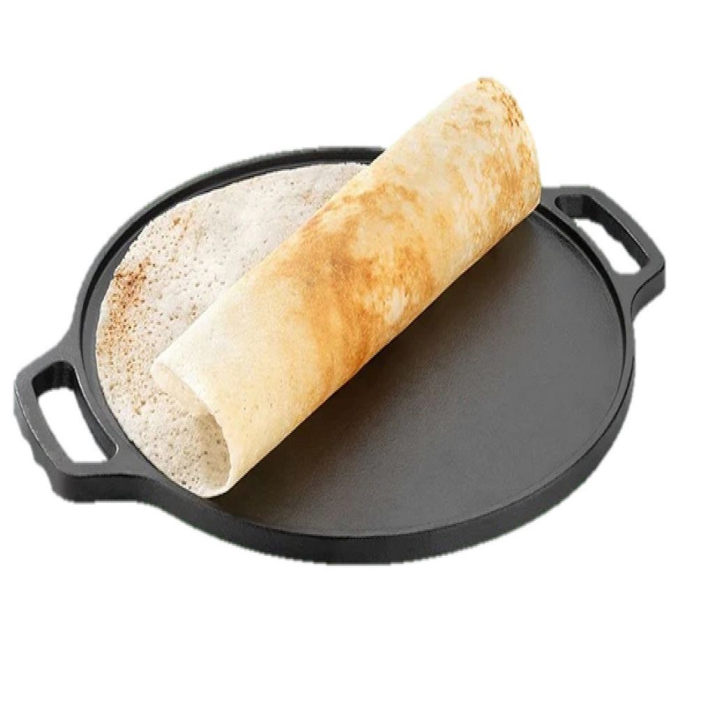 VEC Cast Iron Dosa Tawa 12 inch Pre-Seasoned Pan with Dual Handles (Dia 30cm, Black,3.6 Kg ) view 2