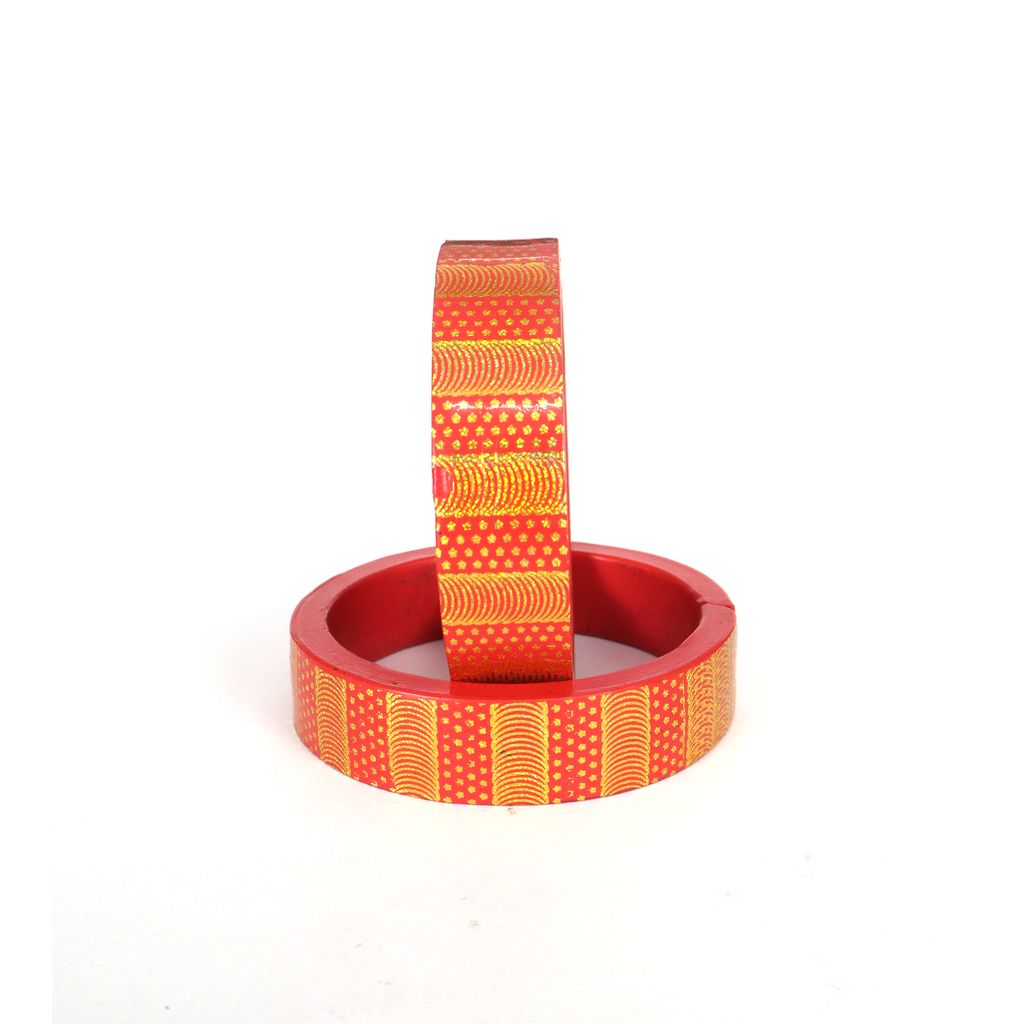 FHS traditional Handmade Lac Bangle - Peach view 2