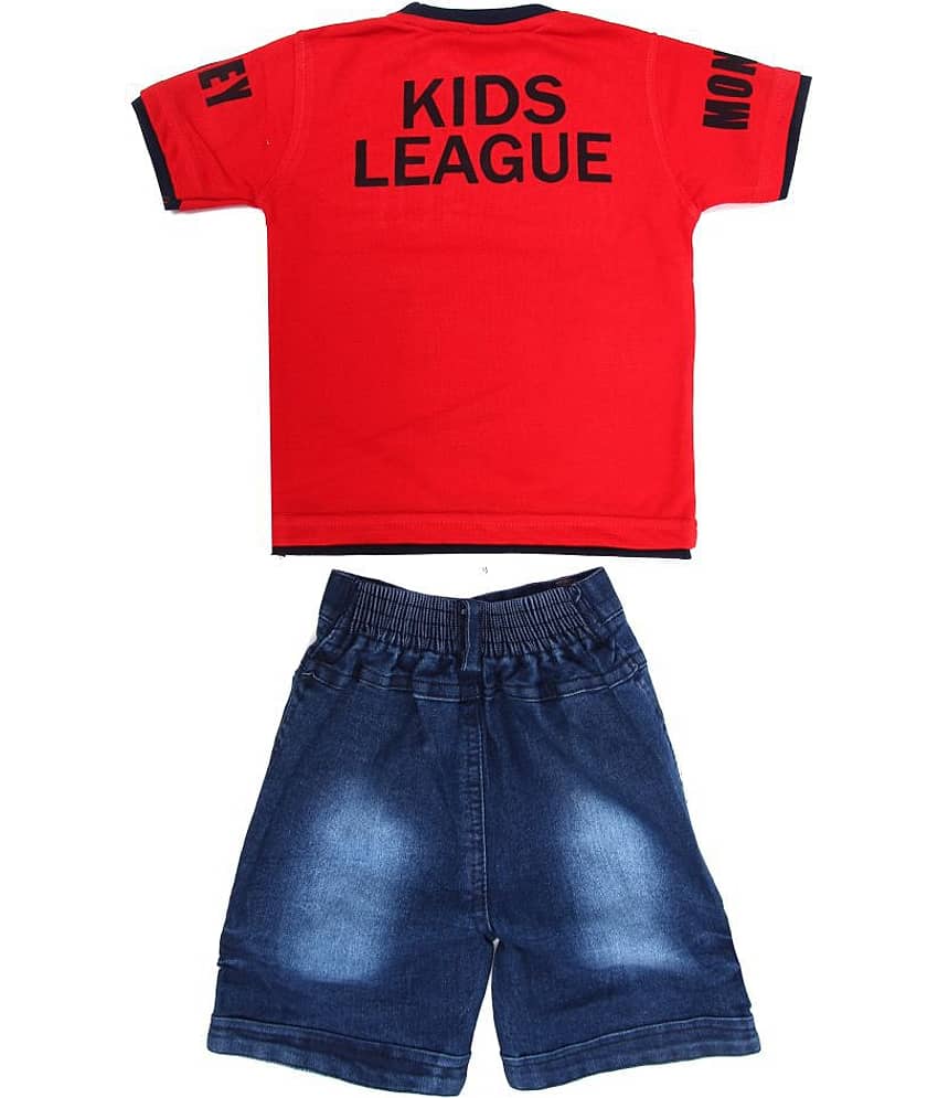 Zadmus Pack of 1 Baby Boys Cotton Blend T-Shirt & Shorts ( Red ) view 2