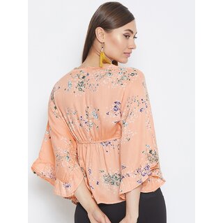 Purys Women Orange Floral Regular Top view 2