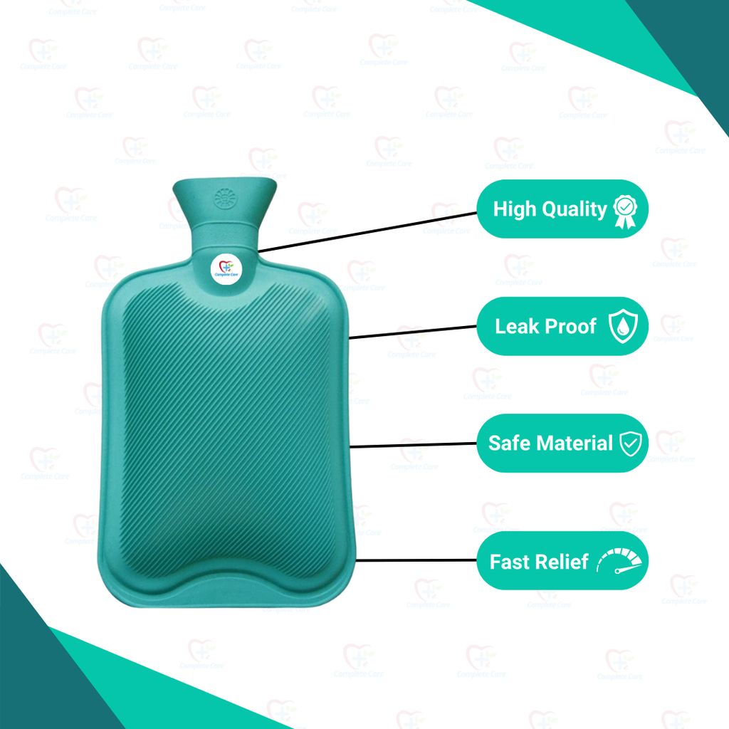 Complete Care Hot Water Bag for Full Body Pain Relief Leakproof Rubber Hot Water Bag for Sports Injury Pain Relief Massage Therapy for Men & Women Non Electric Hot Water Pouch for Cramps Relief - Green view 2