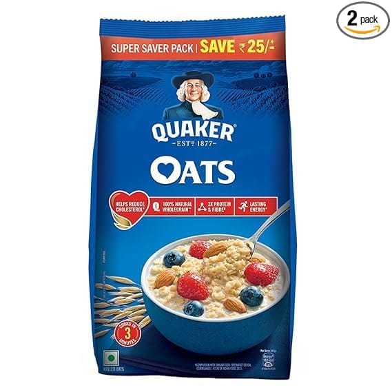 Quaker Oats | Rolled Oats Natural Wholegrain | Nutritious Breakfast Cereals | Dalia Porridge Easy to Cook | 1 Kg + 400 Gm view 2