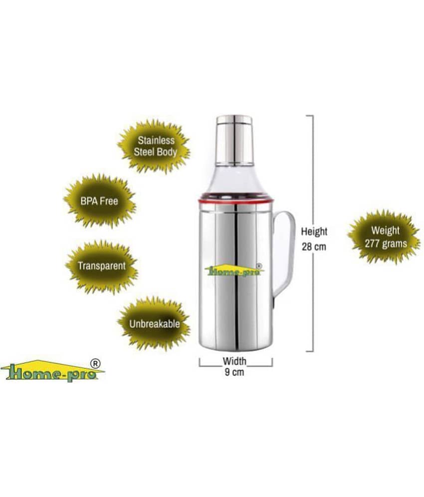 HomePro - Stainless Steel Oil dispenser Pack of 2 Leakproof Oil pourer | Oil container | Oil Pot | Oil Can with Sturdy Handle, (Size) view 2