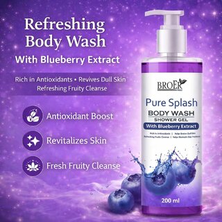 Broer Pure Splash Refreshing Body Wash with Blueberry Hydrating Skin Care Shower Gel (200 ml) view 2