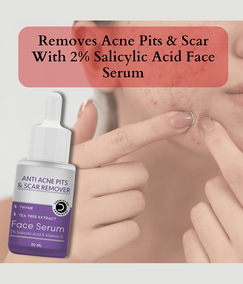 Dermistry Anti Acne 2% Salicylic Acid Niacinamide Vitamin C Oil Control Face Serum for Acne Prone Oily Skin Fight Pimples Blackheads Whitehead Pits Scars Spots Remover Open Pores Men Women Use Soap Body Wash Removal Pigmentation Cream Gel Facial Kit Pack view 2