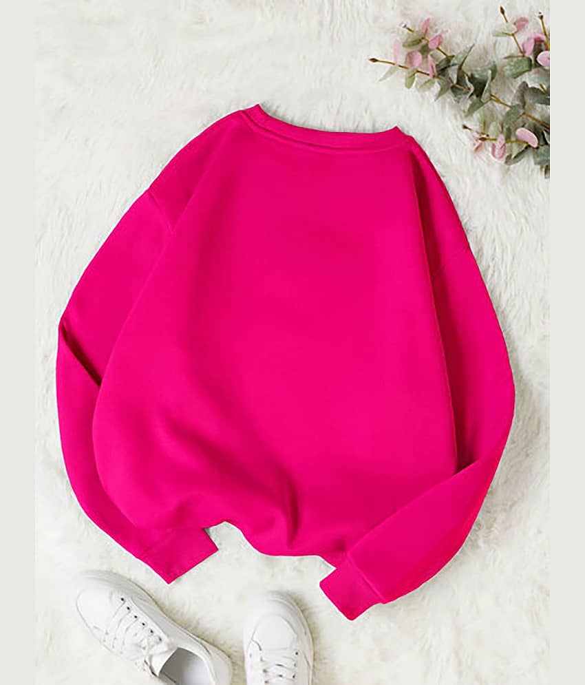 kotty Women Fleece Round Neck Sweatshirt For Light Winters ( Pink ) view 2