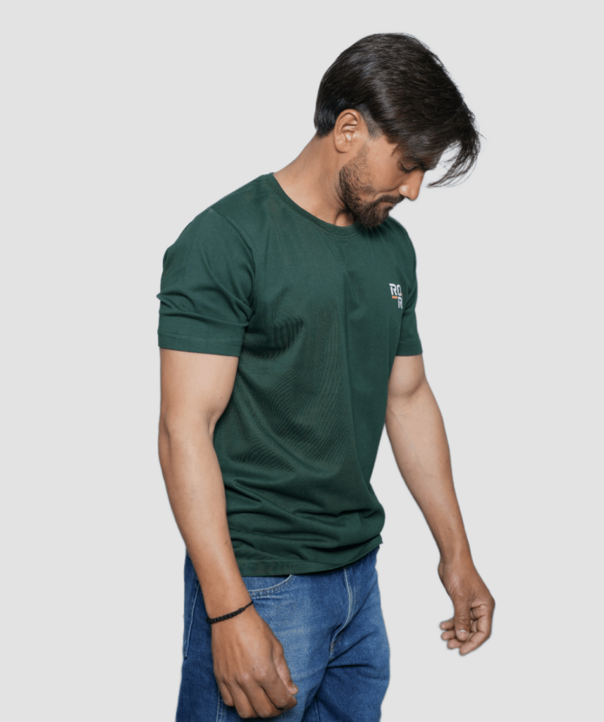 Premium Cotton Men's Classic Series Round Neck Half Sleeve T-Shirt by Rori | Solid Color | Made in India view 2