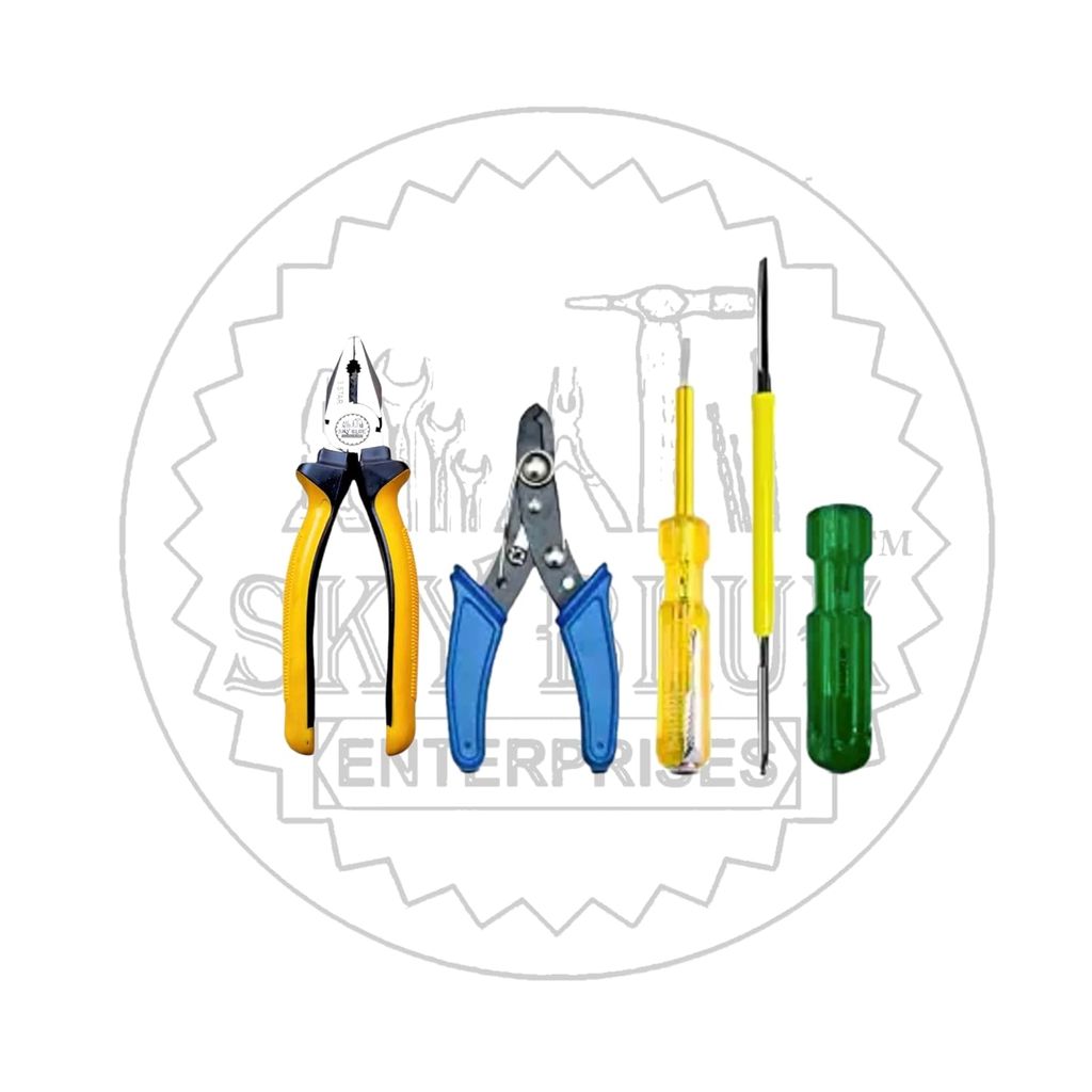 SKY BLUE Enterprises Combo set of 4 1 pcs. Combination Plier, 1 pcs. Wire striper, 1 pcs. Line Tester, 1 pcs 2in1 Screwdriver view 2