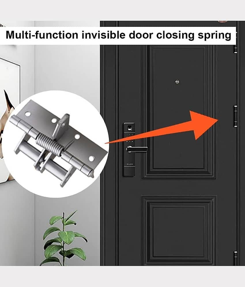 Self Closing Garage Spring Door Hinge Mute Heavy Duty Folding Shelf Hinges Invisible Automatic Door Closer Hinge 90-Degree Positioning Anti-Rust Door Closing Equipment view 2