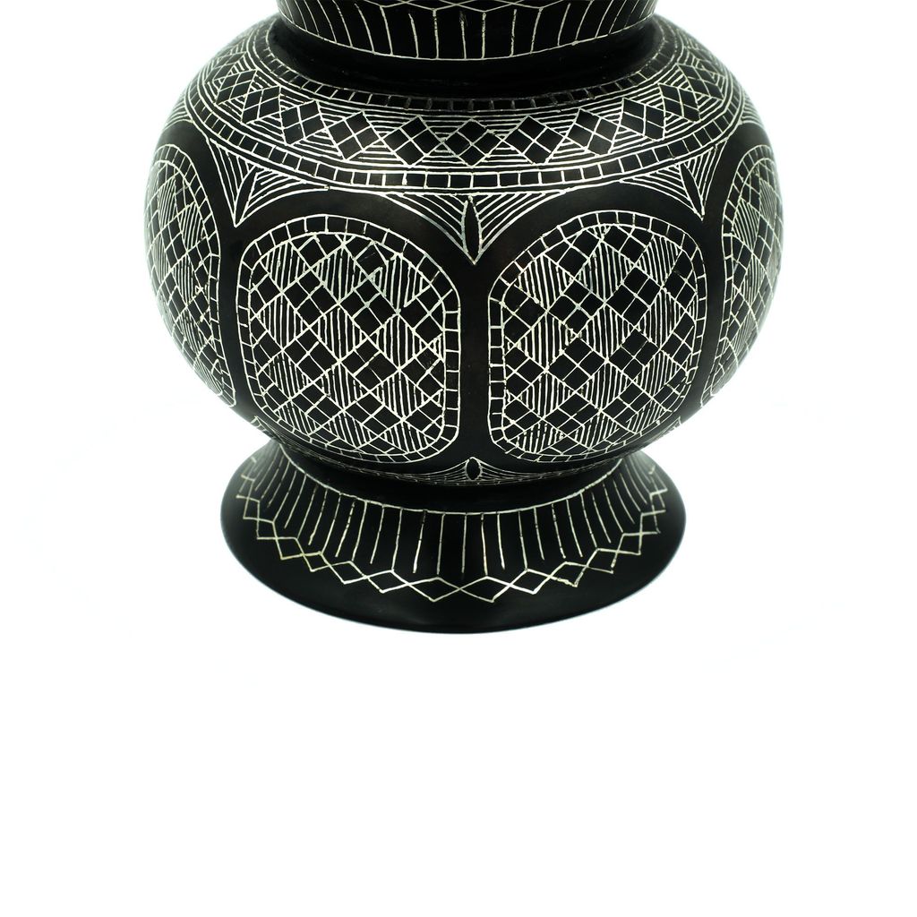 Bidri Suray Wide Face Vase Tarkashi Work view 2