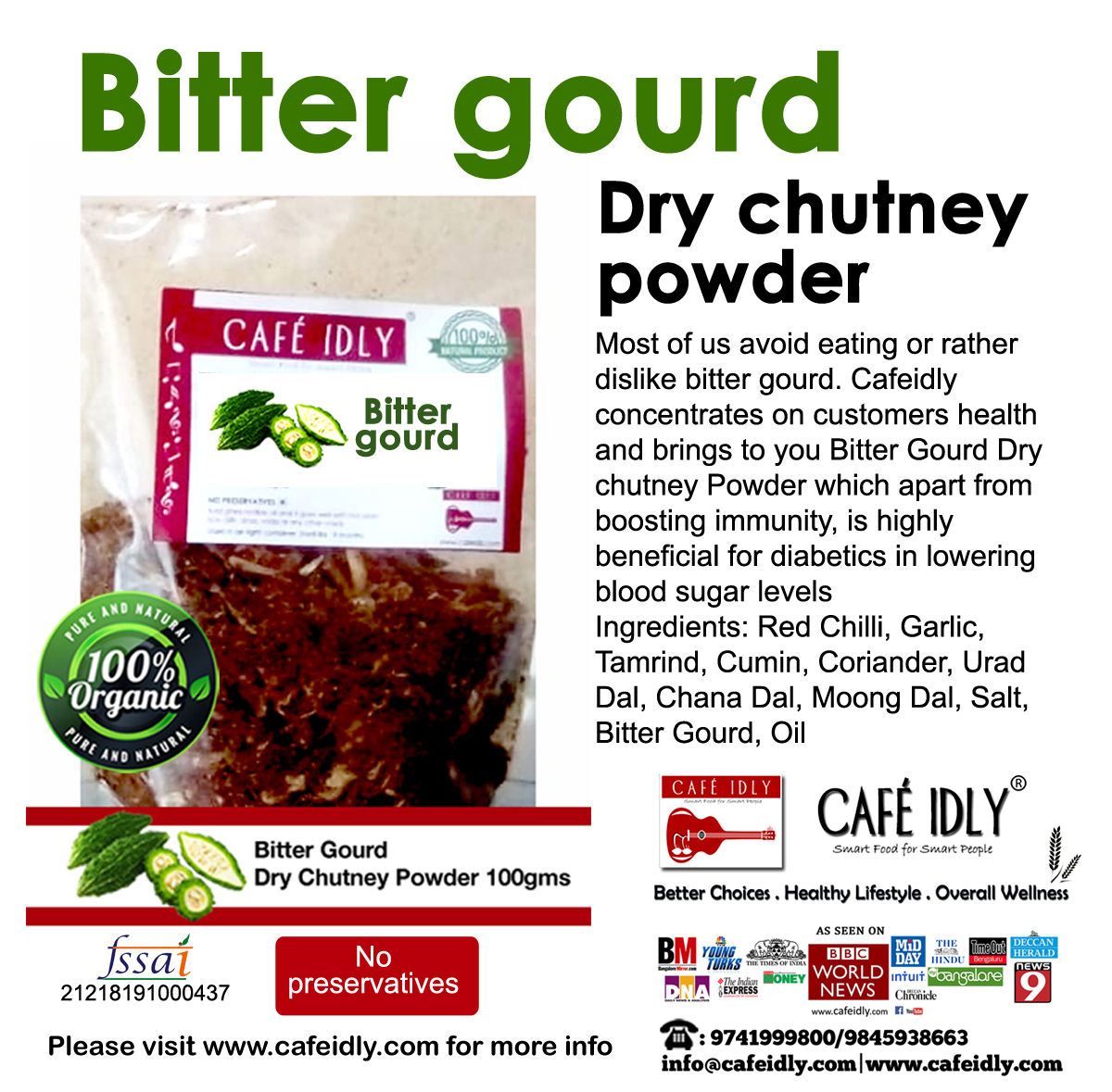 Bitter Gourd Dry Chutney Powder, 100 gm