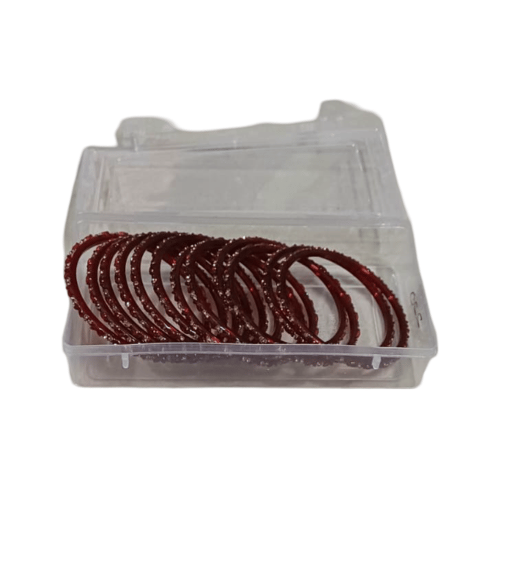 Indian Bangle Set - Maroon and White Rhinestone Bangle Set view 2