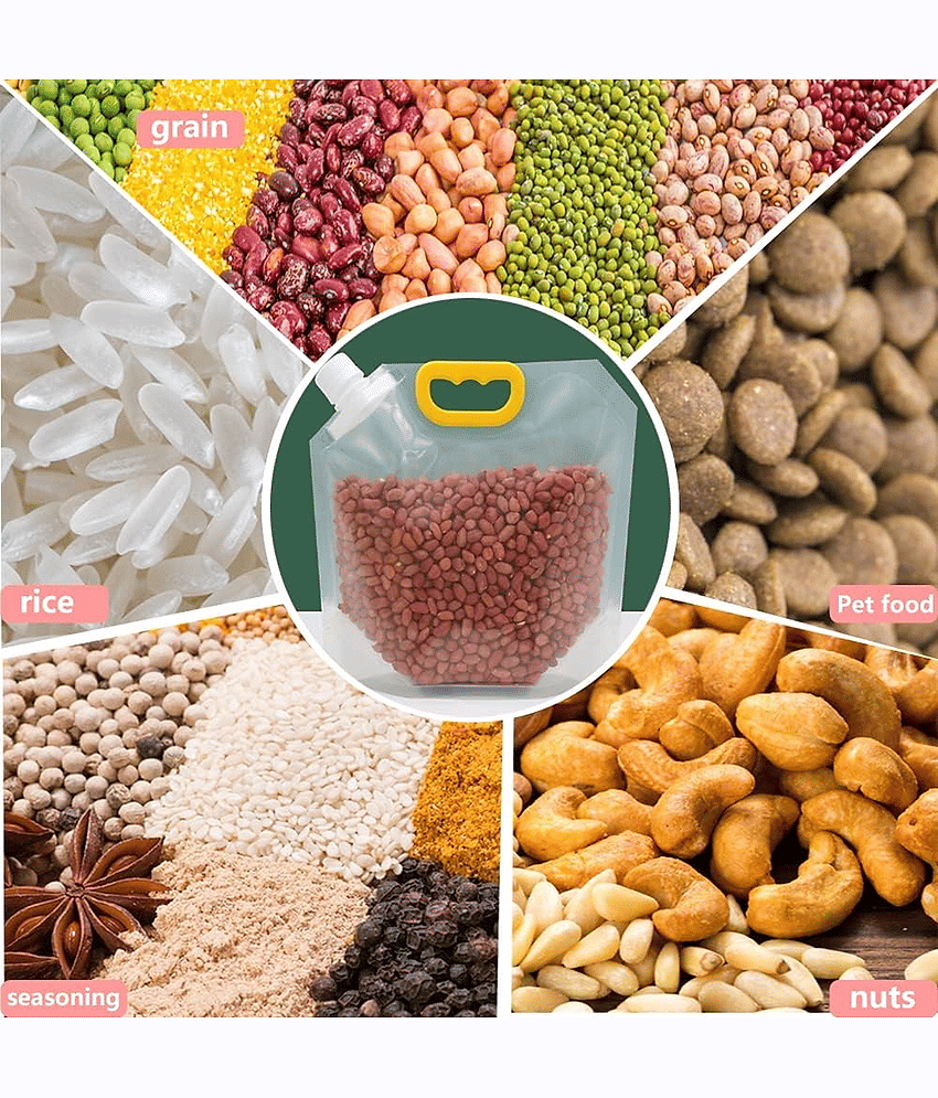 Reusable Moisture-Proof Airtight Food Storage Pouches – Space Saving Plastic Containers for Grains, Snacks, Coffee, Sugar, Tea (Pack of 10) view 2