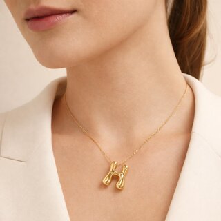 KIMTI Initial letter pendant Necklace (Bubble H Initial Pendant Necklace) view 2