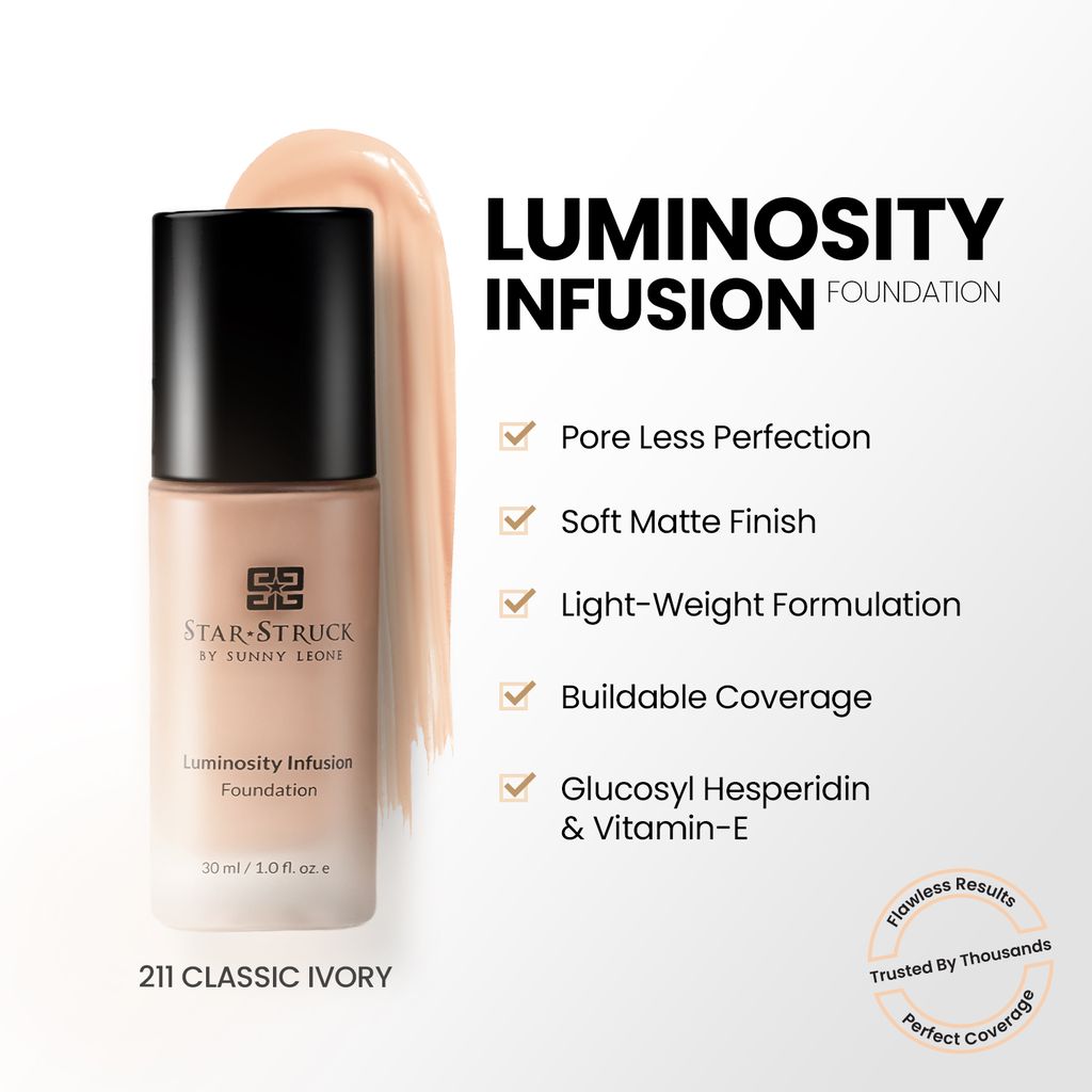 StarStruck by Sunny Leone Luminosity Infusion Foundation for Fair Skin - Classic Ivory, 30ml view 2