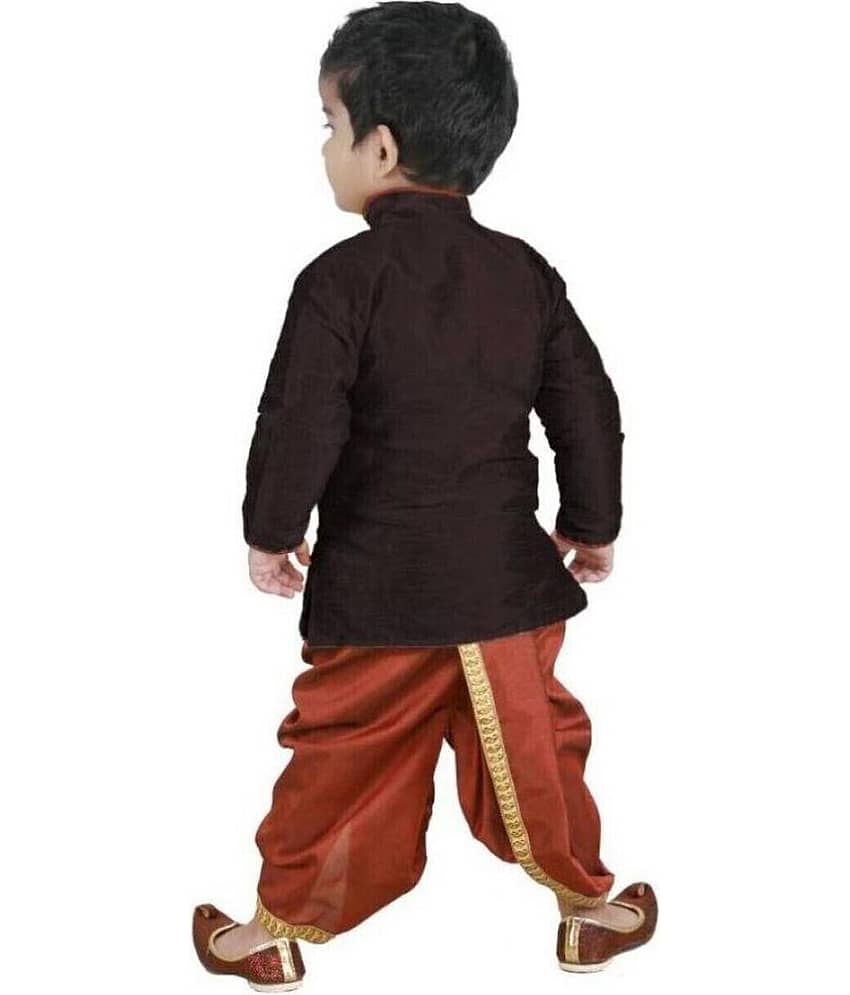 hrr Boys Silk Black Dhoti Kurta Set ( Pack of 1 ) view 2