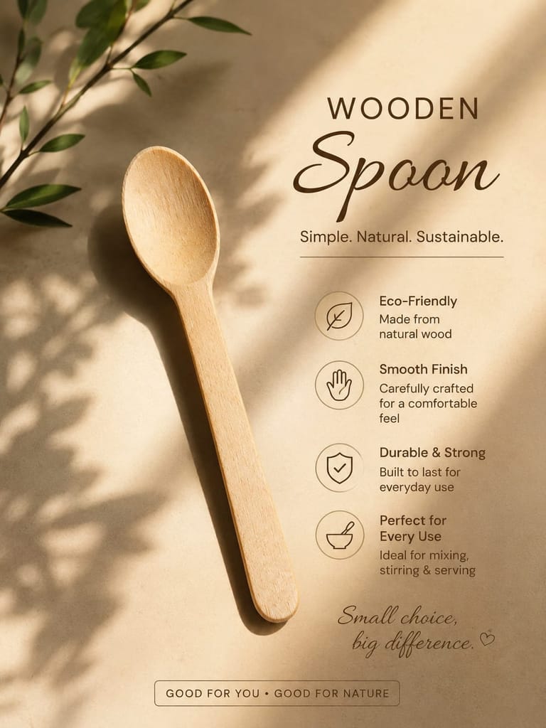 Disposable Premium Wooden Spoon 160 mm Pack of 100 Spoons view 2