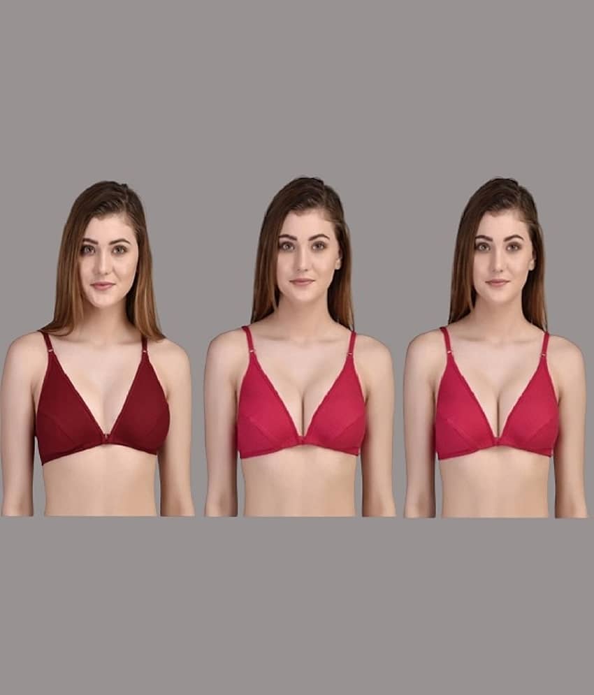 Zourt Pack of 3 Cotton Non Padded Women's Minimizer Bra ( Multicolor )