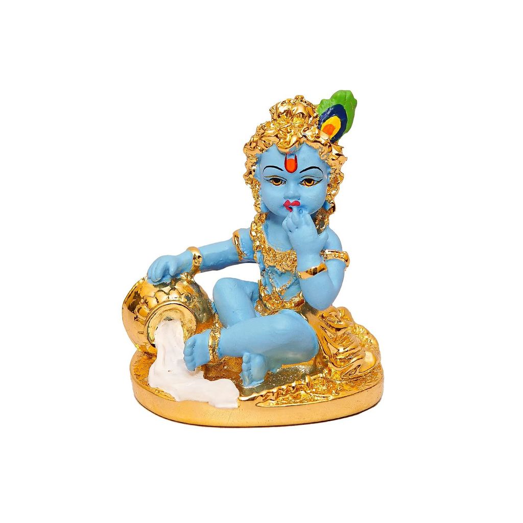 Craftlayout Polyresin Bal Gopal Gold Plated Idol Home Car dashboard 3 Inch view 2
