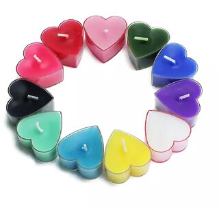 Romantic Tea Light Candles, Soy Wax, Scented, 5-6 Hours Burn Time, Decoration Item For Home, Valentine Candles, Heart Shape Tea Light Candles Set Of 10 (Multi Color) view 2