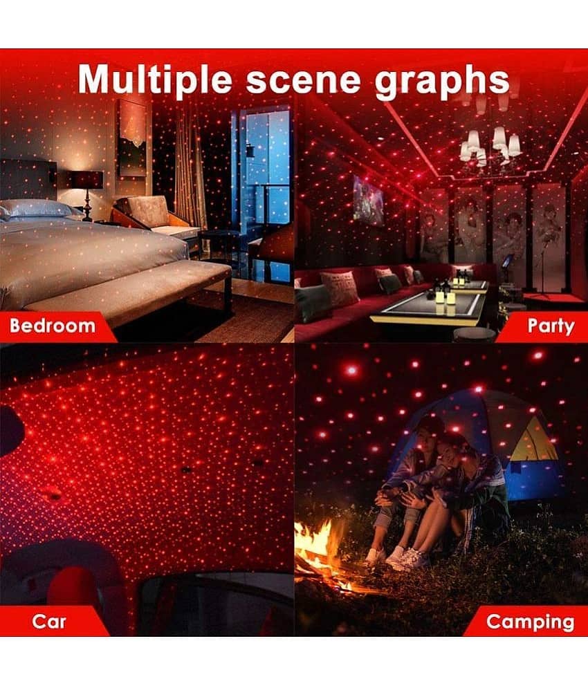 GEEO USB Projector Night Light, Car Roof Lights, Portable Adjustable Romantic Interior Car Lights, Portable USB Night Light Decorations for Car, Ceiling, Bedroom (Red) view 2