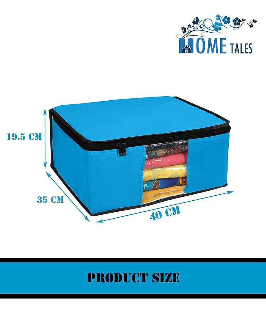 Saree Cover / Cloth Storage & Organizer with Transparent Window,Blue (Pack of 2) view 2