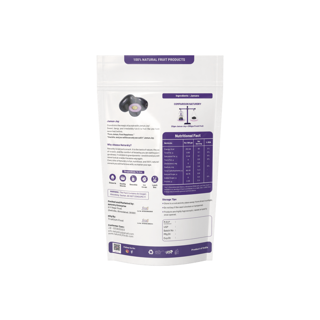 NaturDry Freeze-Dried Jamun Joy Bites | Crunchy Fruit Snack, Vegan & Antioxidant Rich | 20g - Pack of 2 view 2