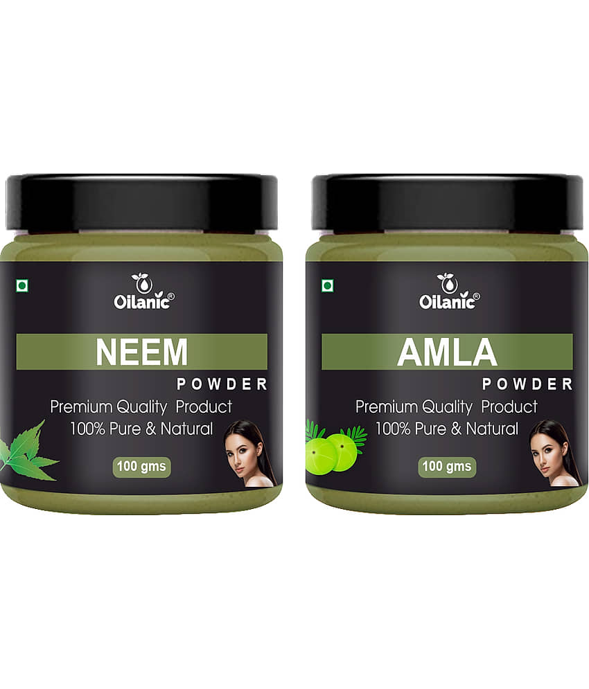 Oilanic 100% Pure Neem Powder & Amla Powder For Skincare Hair Mask 200 g Pack of 2
