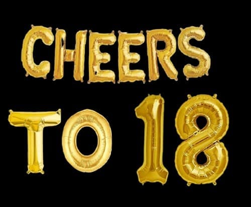 Partyzon Gold Cheers to Birthday Foil Balloon Combo Party Decoration for Anniversary Celebration 16 Inches view 2