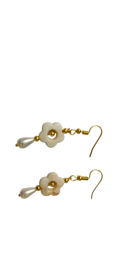 Floral Drop Earrings with Pearl Accents view 2