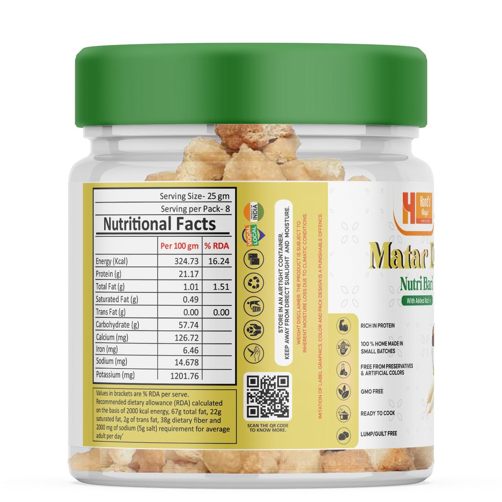 Hand’s Magic Matar Dal Radish - Nutri Bari | High Protein | Ready to Cook | 100% Homemade | No Preservatives | Natural & Healthy | 200g view 2