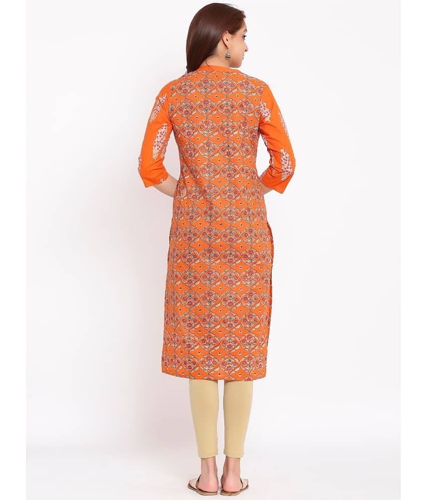 SAART BUNAAI - Orange Cotton Women's Straight Kurti view 2