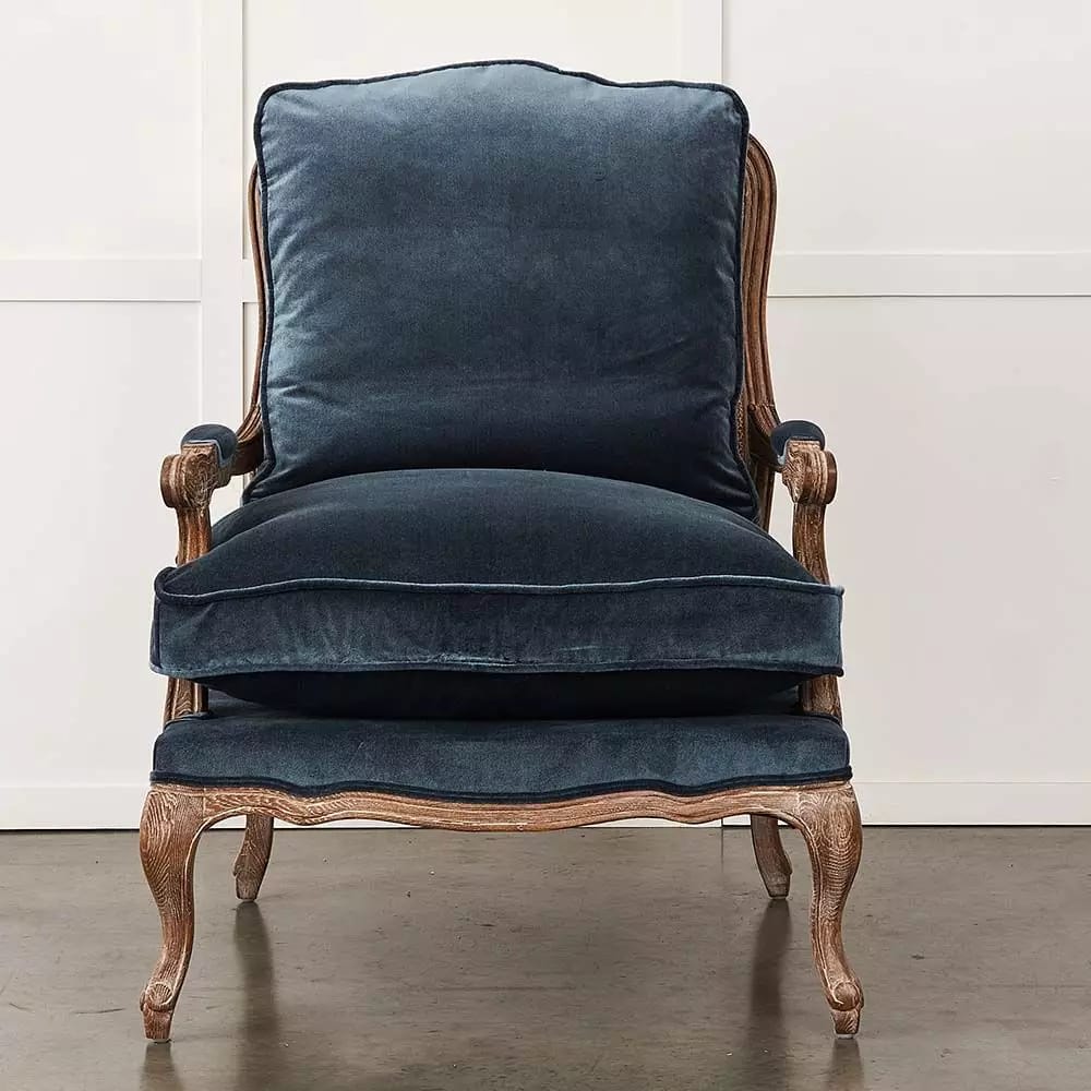 French Arm Chair Blue view 2